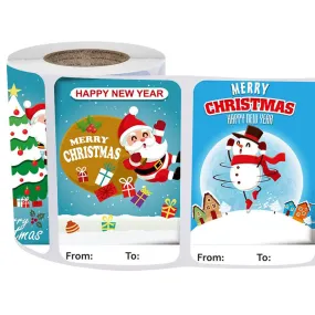 250PCs New 6 Designs Square Merry Christmas Christmas Label Gift Stickers tape