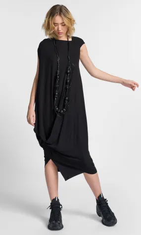 Asymmetric Draped Midi Dress