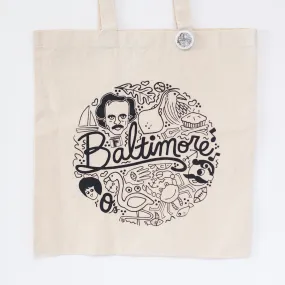 Baltimore stuff tote bag, Baltimore Maryland icons gift