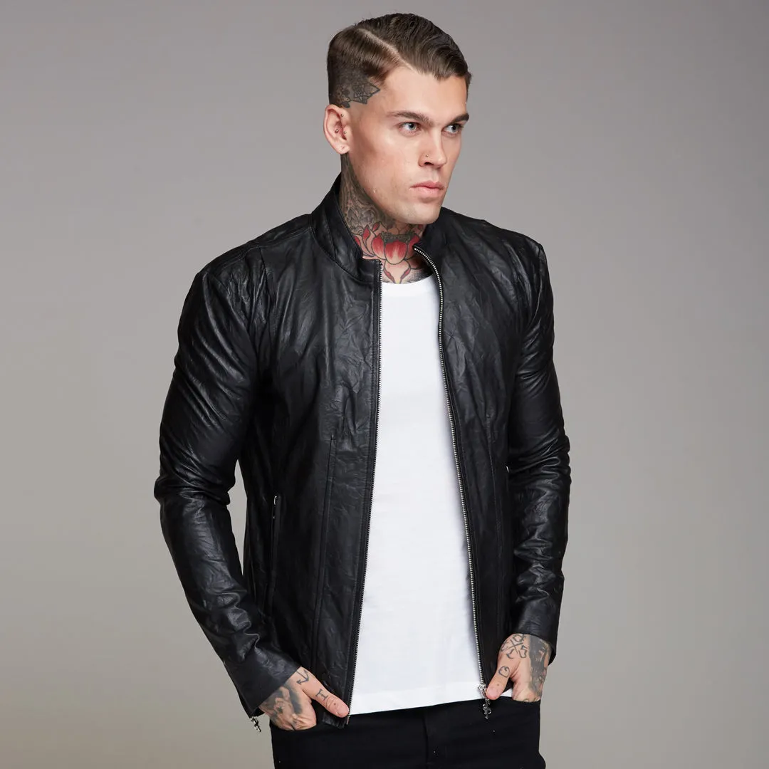 Father Sons Black Lambs Leather Jacket - FSH163