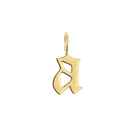 Gothic Old English Solid Initial Letter Charm