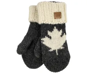 Grey Wool Mittens, 100% Wool outside with Fleece Lining inside