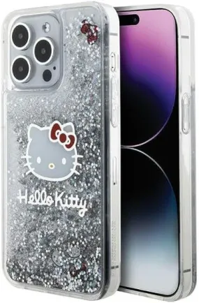 Hello Kitty Liquid Glitter Charms Kitty Head Case for iphone 15 Pro Max 6.7" Clear - HKHCP15XLIKHET