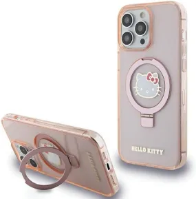 Hello Kitty Ring Stand Glitter Electrop Logo with MagSafe Case for iphone 15 Pro Max 6.7" Pink - HKHMP15XHRSGEP