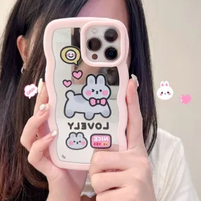 iPhone Wawy Style Mirror Case With Lovely Cartoon Design ( Pink )