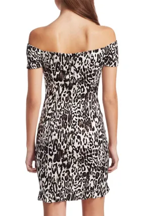 Leopard Print Jacquard Ella Ruched Bodycon Dress