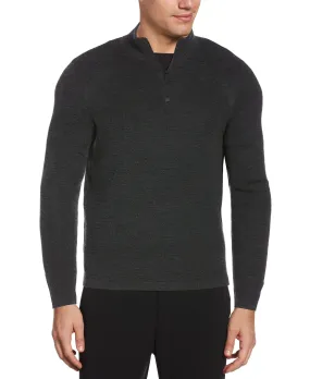 Textured Merino Wool Blend Quarter Zip Sweater